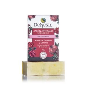 JABÓN ARTESANO ANTIOXIDANTE BIO CON GRANADA Y GERANIO