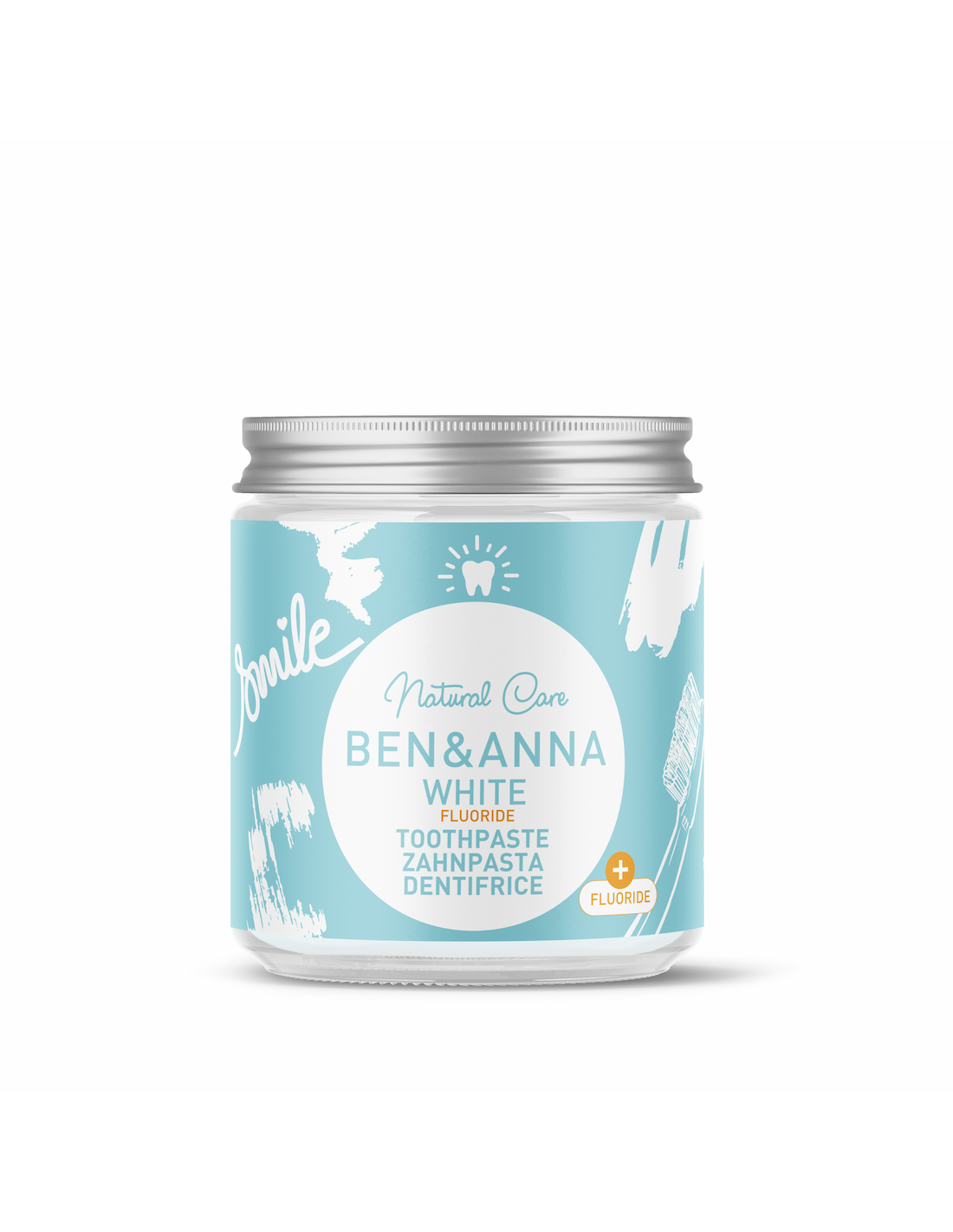 Dentífrico White tarrito de cristal con fluor -Ben & Anna,100 ml