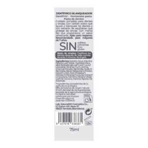 Pasta de dientes Blanqueadora menta Bio y carbón activo NaturaBIO Cosmetics, 75 ml
